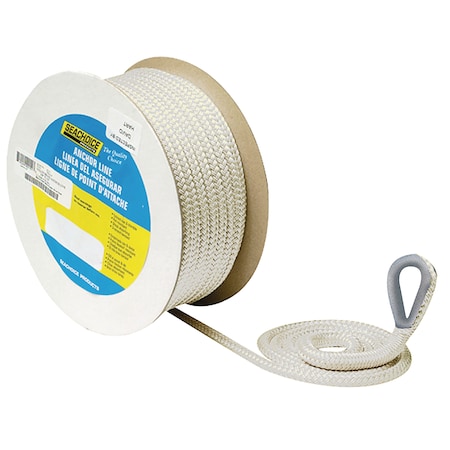 Seachoice Double Braid Nylon Anchor Line, White, 1/2" x 100' 42121